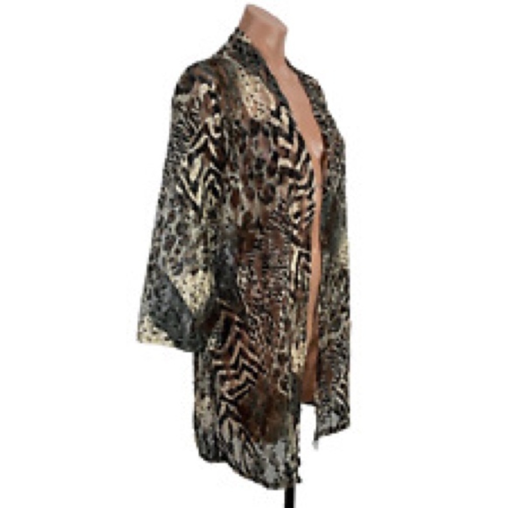 Chico’s Sheer Animal Print‎ Open Front Kimono Cardigan Size 2 Large - Picture 4 of 6